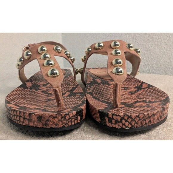Marc Fisher LTD Indie Studded Flat Thong Sandal Leather Women's Size 7.5 Pink - Picture 2 of 10